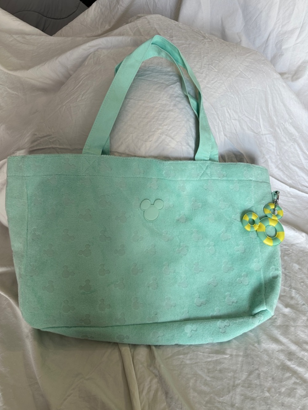 Disney Mint Green Tote Bag with Mickey Charm